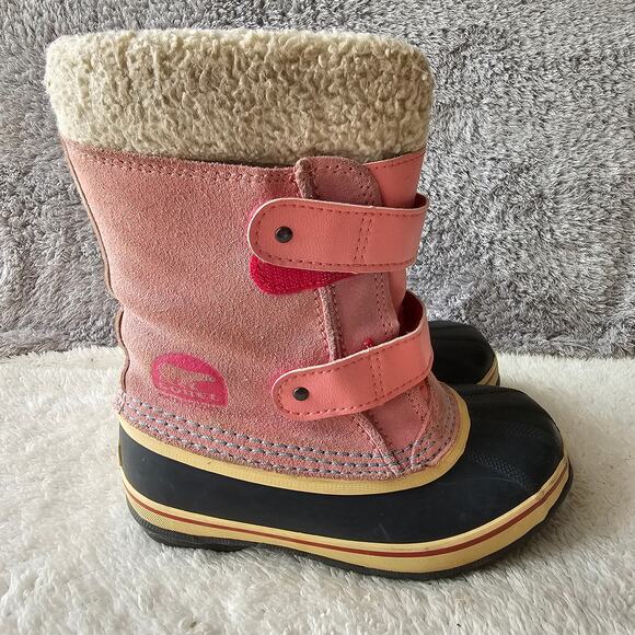 Sorel Children's 1964 Pac Strap Faux Fur Waterproof Winter Snow Boots Sz 13 Pink - Picture 1 of 5